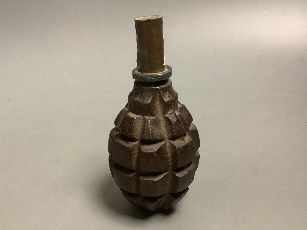 An inert WWI French F1 grenade. Please note - only available to UK buyers. Collection only - postage not available.